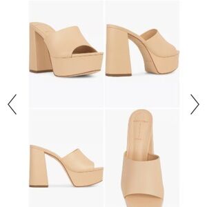 Black Suede Studio  Tyler Blush Nappa  Leather Tan Platform Mules Sandals. 38.5